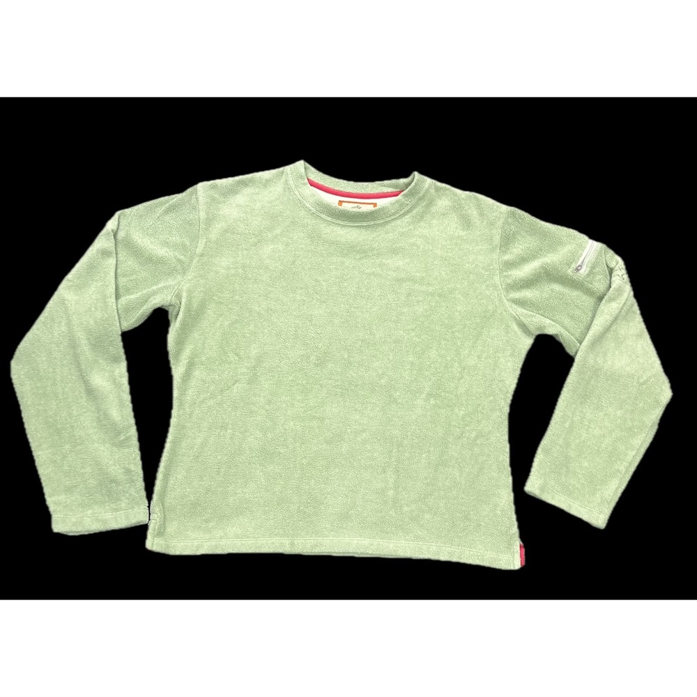 EUC Horny Toad Women Green Fleece Pullover Zip Sleeve Pocket Crew Neck Outdoor S